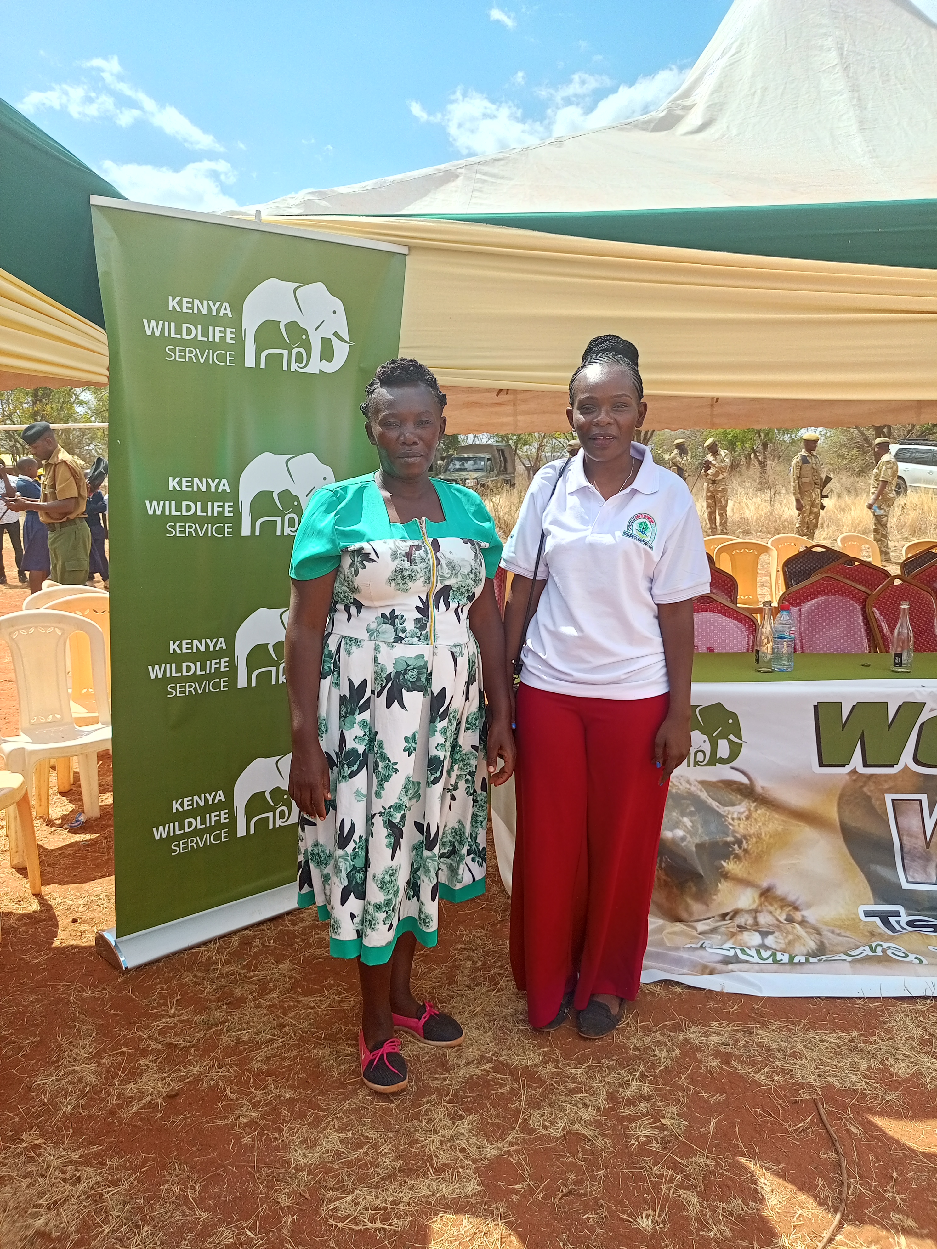 Dr Mary Ndolo Manager and Madam Zipporah Mwololo ground Mobiliser representing Chyulu development foundation at World Rangers Day