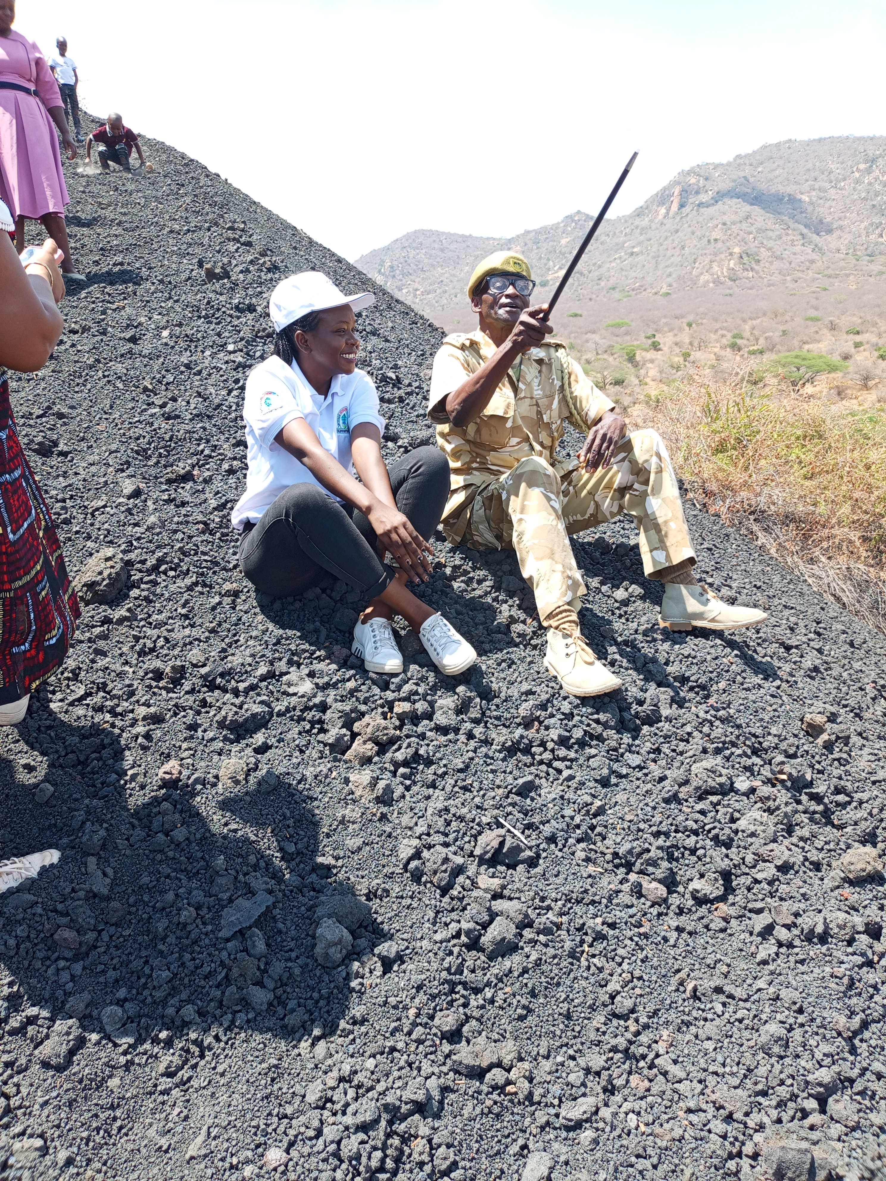 Mr Magaga of KWS with Managing Director Echoes of Chyulu tours at Kyaimu hill